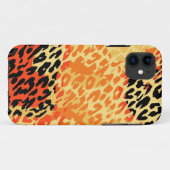 Coques Case-Mate iPhone Peau poster de animal rétro de léopard (noir, oran (Dos (Horizontal))