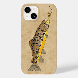 Coque Pour iPhone 14 Pêche à la mouche truite Brown