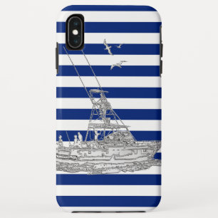 Coque Case-Mate Pour iPhone Pêche au marlin argent sur rayures nautiques