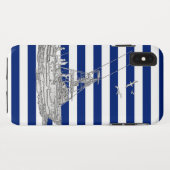 Coques Case-Mate iPhone Pêche au marlin argent sur rayures nautiques (Dos (Horizontal))
