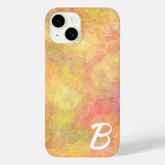 Coques Case-Mate iPhone Pêche, corail, bulles Abstraites jaunes avec initi (Verso)