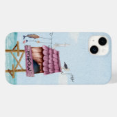 Coques Case-Mate iPhone Pêche de plage rose hut pier sur pilotis oiseau po (Verso (horizontal))