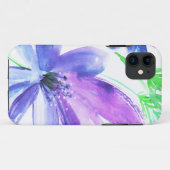 Coques Case-Mate iPhone peinture à l'aquarelle de fleurs bleues (Dos (Horizontal))