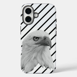 Coques iPhone 16 Peinture à l'huile de visage d'aigle chauve,