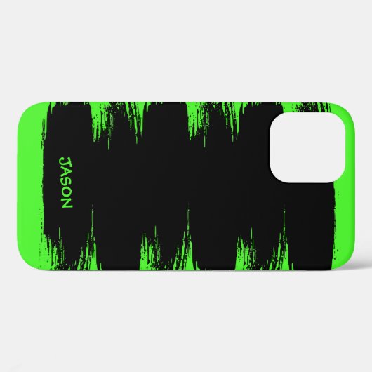 Coques Case-Mate iPhone Peinture à pinceau vert néon Arrière - plan person (Verso (horizontal))