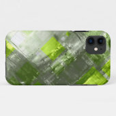 Coques Case-Mate iPhone Peinture Abstraite | Carrés gris vert (Dos (Horizontal))
