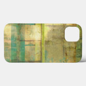 Coques Case-Mate iPhone Peinture Abstraite dorée turquoise et verte (Verso (horizontal))