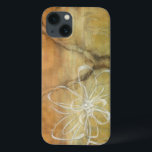 Coques Pour iPhone Peinture Abstraite en silhouette sur Arrière - pla<br><div class="desc">L'arrière - plan de cette peinture de Jennifer Goldberger ressemble à une table avec une fissure fourrée. Il y a aussi une silhouette abstraite d'une fleur faite en peinture blanche,  qui surplombe à peine l'arrière - plan marron.</div>