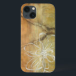 Coques Pour iPhone Peinture Abstraite en silhouette sur Arrière - pla<br><div class="desc">L'arrière - plan de cette peinture de Jennifer Goldberger ressemble à une table avec une fissure fourrée. Il y a aussi une silhouette abstraite d'une fleur faite en peinture blanche,  qui surplombe à peine l'arrière - plan marron.</div>