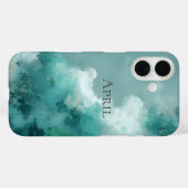 Coques Case-Mate iPhone Peinture Abstraite Verte & Blanche (Verso (horizontal))