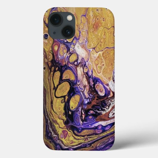Coques Case-Mate iPhone Peinture abstraite violette et or (Verso)