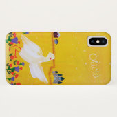 Coques Case-Mate iPhone Peinture acrylique canard, château et fleurs (Dos (Horizontal))