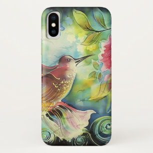 Case-Mate iPhone Case Peinture artistique en soie de colibri coloré