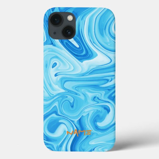 Coques Case-Mate iPhone Peinture Bleue NOM Art Moderne Surfer Océan Eau (Verso)
