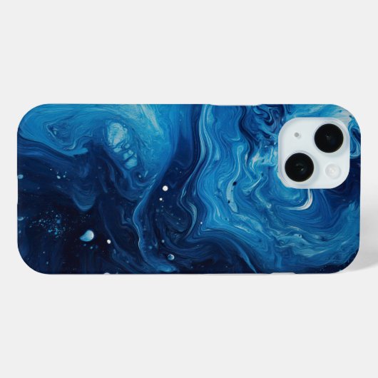 Coques Case-Mate iPhone Peinture Bleue Pour Liquide Abstrait Plutôt esthét (Verso (horizontal))