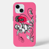 COQUES Case-Mate iPhone PEINTURE D'ANGE UNE FLEURS ROSE, MONOGRAMME (Verso)