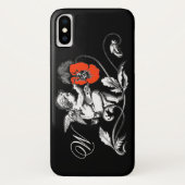 Coques Case-Mate iPhone PEINTURE D'ANGE UNE FLEURS ROUGE, MONOGRAM, Noir (Dos)