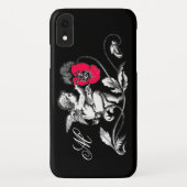 Coques Case-Mate iPhone PEINTURE D'ANGE UNE FLEUVE ROSE, MONOGRAMME, Noir (Dos)