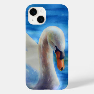 Coque Pour iPhone 14 Peinture d'aquarelle de cygne blanc, sauvagine, Ca