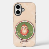 Coques Case-Mate iPhone Peinture de bébé oiseau rose mignon avec nom perso (Verso)