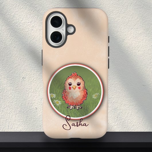 Coques Case-Mate iPhone Peinture de bébé oiseau rose mignon avec nom perso