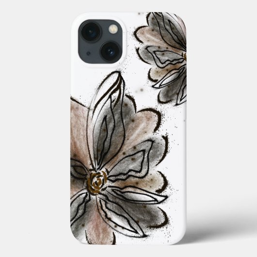 Coques Case-Mate iPhone Peinture de fleur marron glamour (Verso)