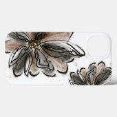 Coques Case-Mate iPhone Peinture de fleur marron glamour (Verso (horizontal))