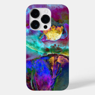 Coque Pour iPhone 14 Pro Peinture de fleur sarcelle violet élégant romantiq