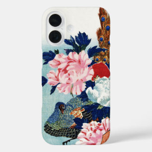 Coques iPhone 16 Peinture de fleurs de paon et de pivoines vintage