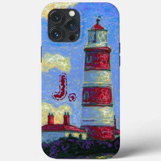 Coques Case-Mate iPhone Peinture de phare Pastel et votre lettre (Verso)