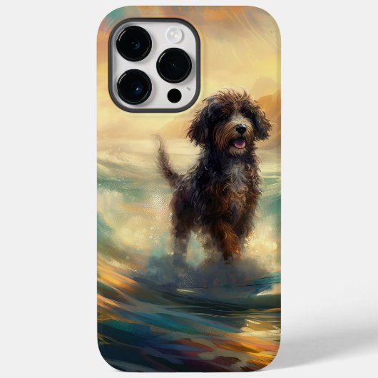 Coques Case-Mate iPhone Peinture de surf à la plage de Bernedoodle (Verso)