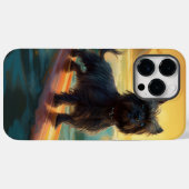 Coques Case-Mate iPhone Peinture de Surf sur la Plage d'Affenpinscher (Verso (horizontal))