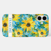 Coques Case-Mate iPhone Peinture de tournesol monogrammée (Verso (horizontal))
