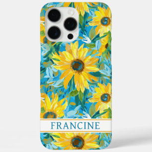 Coques iPhone 16 Pro Max Peinture de tournesol monogrammée