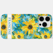 Coques Case-Mate iPhone Peinture de tournesol monogrammée (Verso (horizontal))