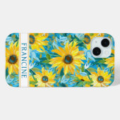 Coques Case-Mate iPhone Peinture de tournesol monogrammée (Verso (horizontal))
