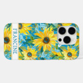 Coques Case-Mate iPhone Peinture de tournesol monogrammée (Verso (horizontal))