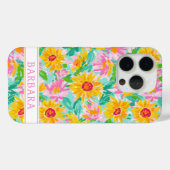 Coques Case-Mate iPhone Peinture de tournesols modernes monogrammée (Verso (horizontal))