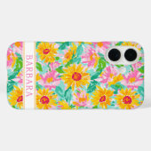 Coques Case-Mate iPhone Peinture de tournesols modernes monogrammée (Verso (horizontal))