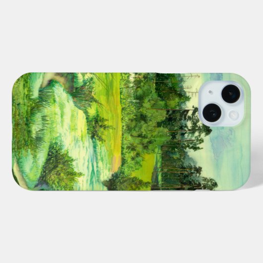 Coques Case-Mate iPhone peinture de vallée verte Aquarelle (Verso (horizontal))