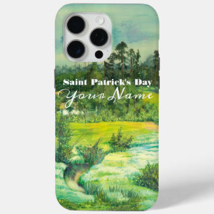 Coque iPhone 15 Pro Max peinture de vallée verte Aquarelle