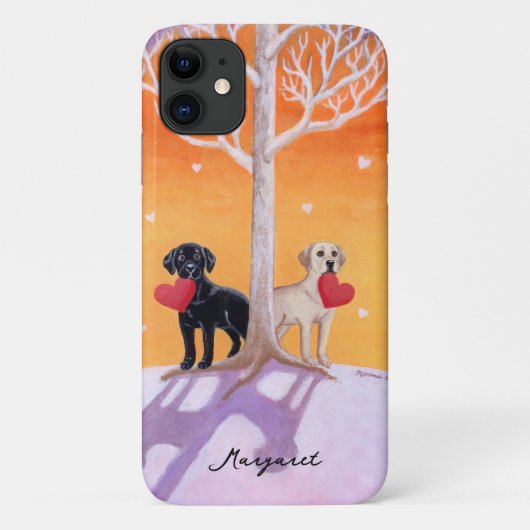 Coques Case-Mate iPhone Peinture des labradors d'hiver (Dos)