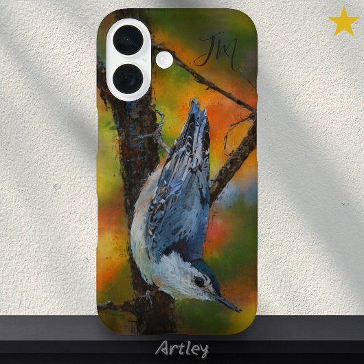 Coques Case-Mate iPhone Peinture d'oiseaux nuthatch à poitrine blanche Nom