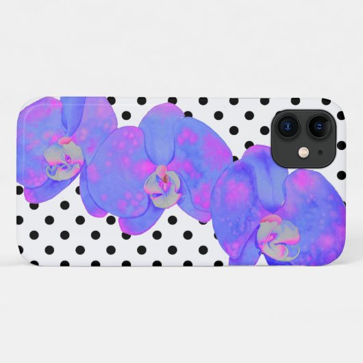 Coques Case-Mate iPhone Peinture d'orchidée violette, pois (Dos (Horizontal))