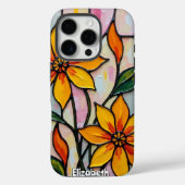 Coques Case-Mate iPhone Peinture en verre à fleurs jaunes (Verso)