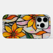 Coques Case-Mate iPhone Peinture en verre à fleurs jaunes (Verso (horizontal))