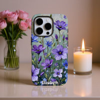 Peinture florale texturée en blues