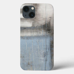 iPhone 13 Coque Peinture grise et bleue abstraite