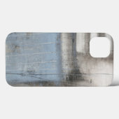 Coques Case-Mate iPhone Peinture grise et bleue abstraite (Verso (horizontal))
