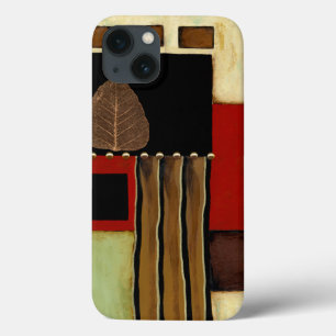 iPhone 13 Case Peinture multicolore de panneau avec la feuille